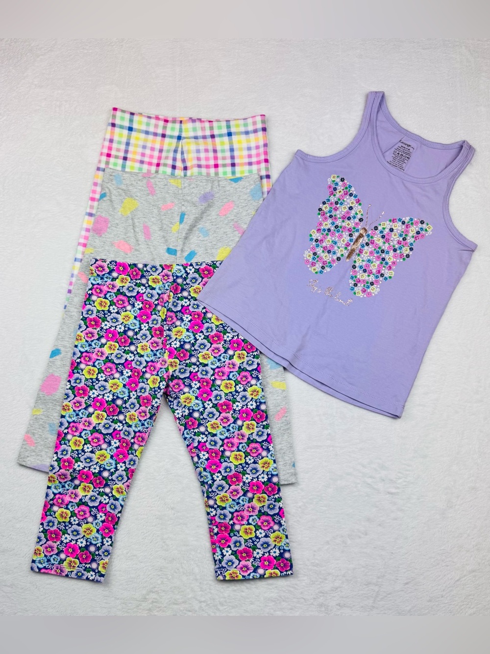 George Lot of 4 girls cropped leggings and tank top. All are size M (7/8).